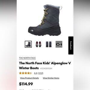 The North Face Alpenglow V Winter boots Gray and Black Boots with Yellow Laces